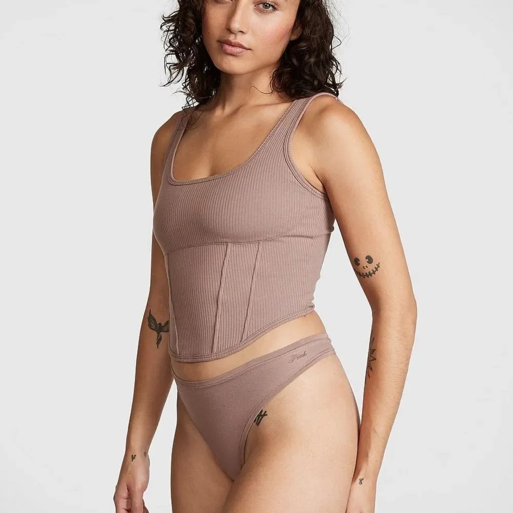 Victoria's Secret Ribbed Taupe Crop Top